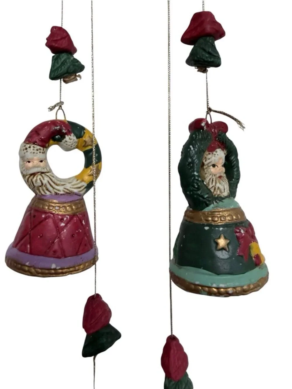 Ceramic Santa Claus Christmas Hanging Chimes Decoration Painted Multicolor 14